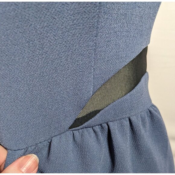 BCBGeneration Blue Open Back Dress With Black Mesh Cutouts - Picture 8 of 9